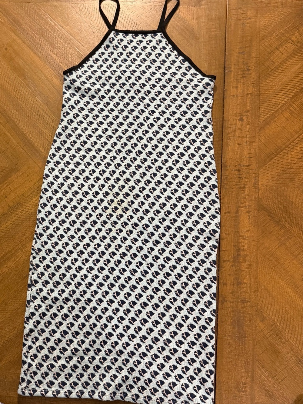 Zara White Midi Dress with Black Geometric Print